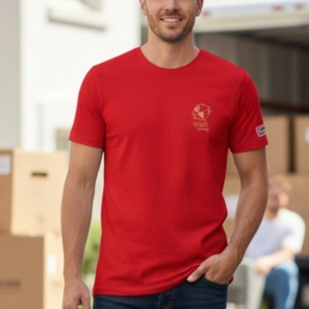TNA Men's Short Sleeve Crewneck Tee in Red with Small Chest Logo